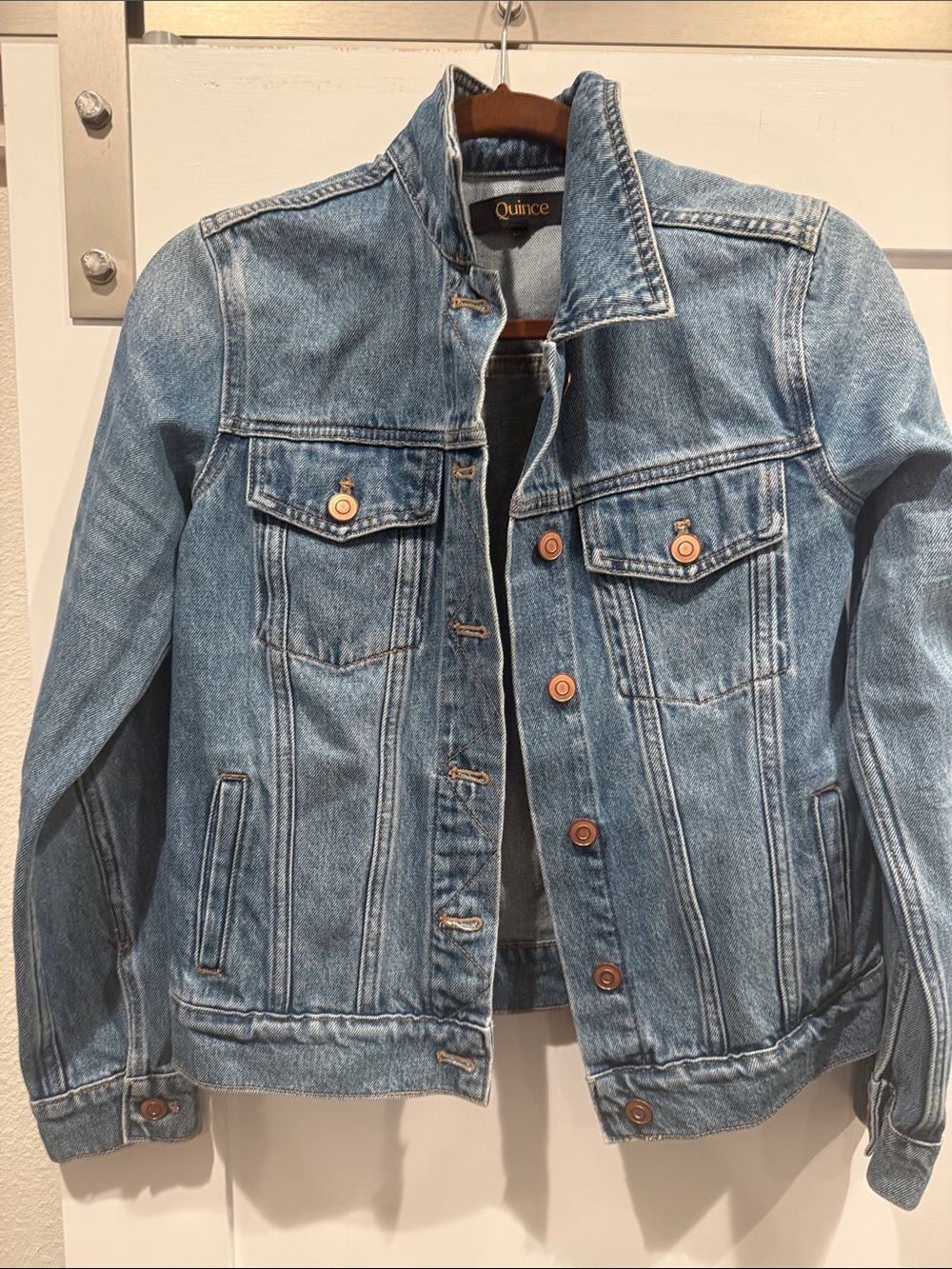 Quince Light Blue Denim Trucker Jacket